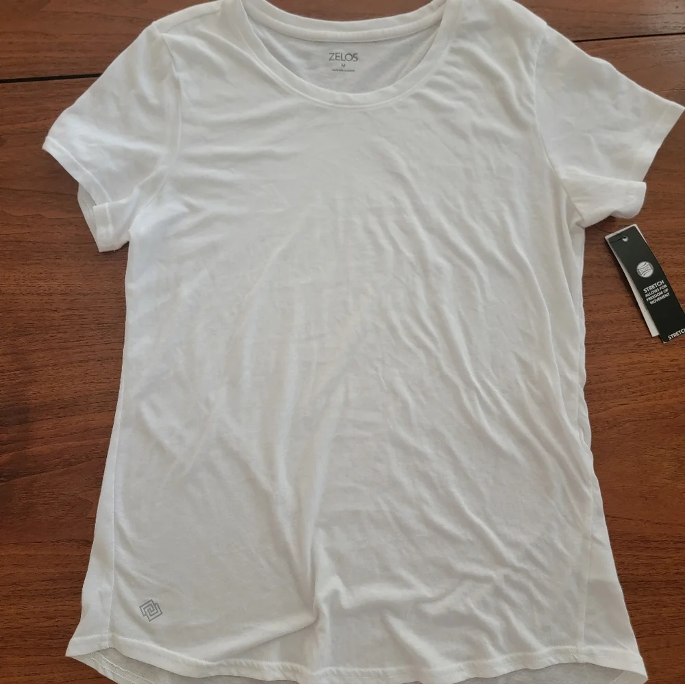 NWT ZELOS Coral White 2 Piece Workout Shorts Small Shirt Medium